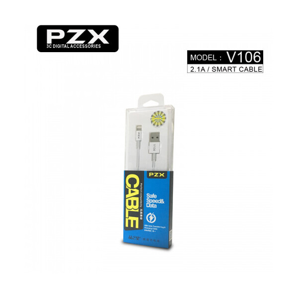 

Кабель PZX V-106, Lighting, 2.1A, White, длина 1м, BOX