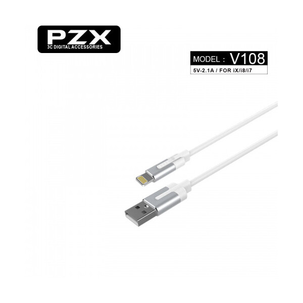 

Кабель PZX V-108, Lighting, 2.1A, White, длина 1м, BOX