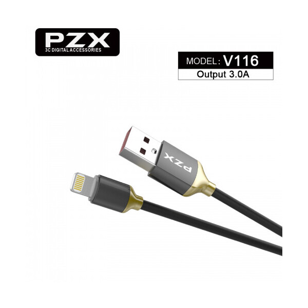 

Кабель PZX V-116, Quick Charge3.0 Iphone7 - 8 - X Cable, 3.0A, Black, длина 1м, BOX