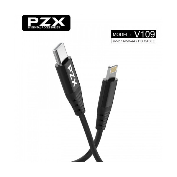 

Кабель PZX V-109, Iphone to Type-C, 2.1A, Black, довжина 1.2м, BOX