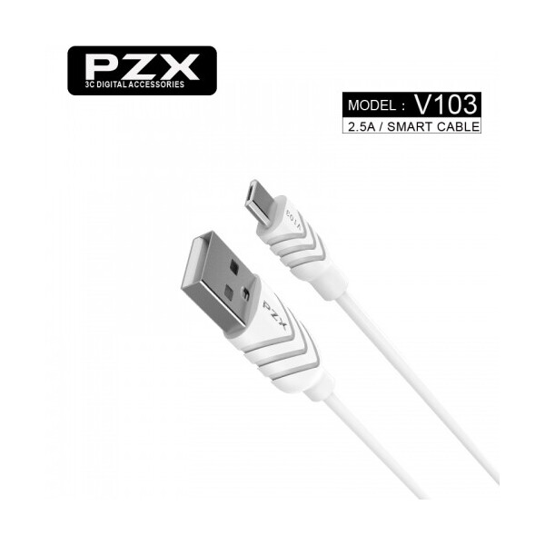 

Кабель PZX V-103, Micro-USB, 2.1A, White, длина 1м, BOX