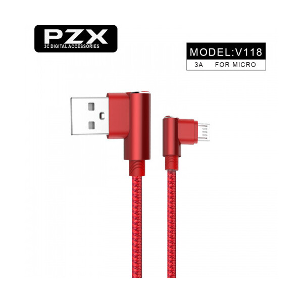 

Кабель PZX V-118, Micro-USB, Output 3.0A, RED, длина 1м, BOX
