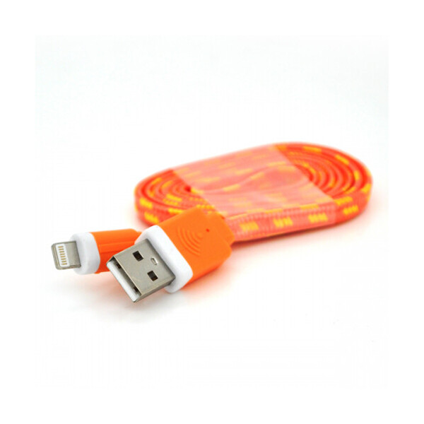 

Кабель data Iphone5 - 5s - 5C - Ipad 4, 1m, (плоский) в оплетке, Orange, ОЕМ Q100