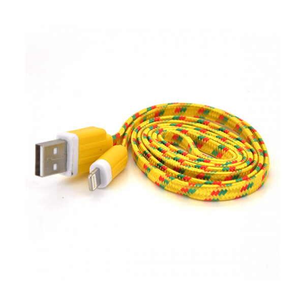 

Кабель data Iphone5 - 5s - 5C - Ipad 4, 1m, (плоский) в оплетке, Yellow, ОЕМ Q100