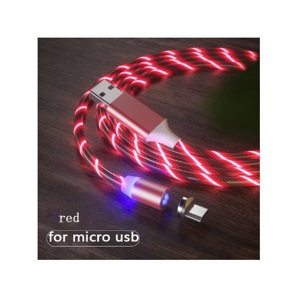 

Магнитный кабель светящийся USB 2.0-Micro 1m 2А Red