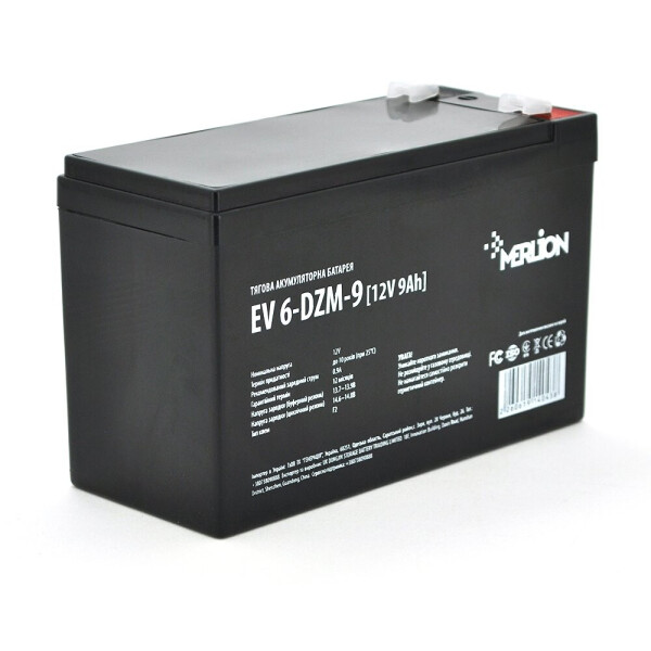 

Тяговая аккумуляторная батарея Merlion EV 6-DZM-9, 12V 9Ah F2 (151*65*93)