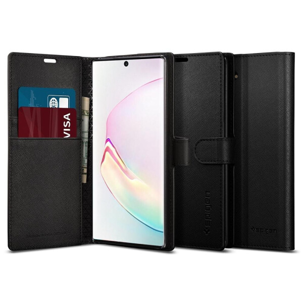 

Чехол книжка с отделением для карт Spigen Wallet S для Samsung Galaxy Note 10 Black