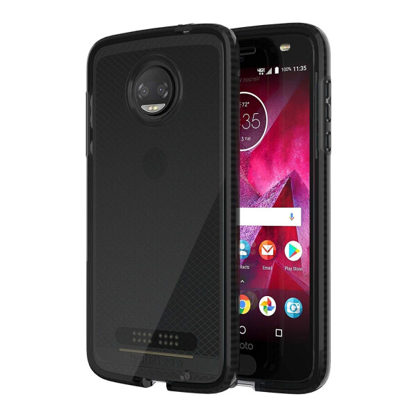 

Противоударный чехол силиконовый прозрачный Tech21 Evo Check для Motorola Moto Z2 Force Smokey Black
