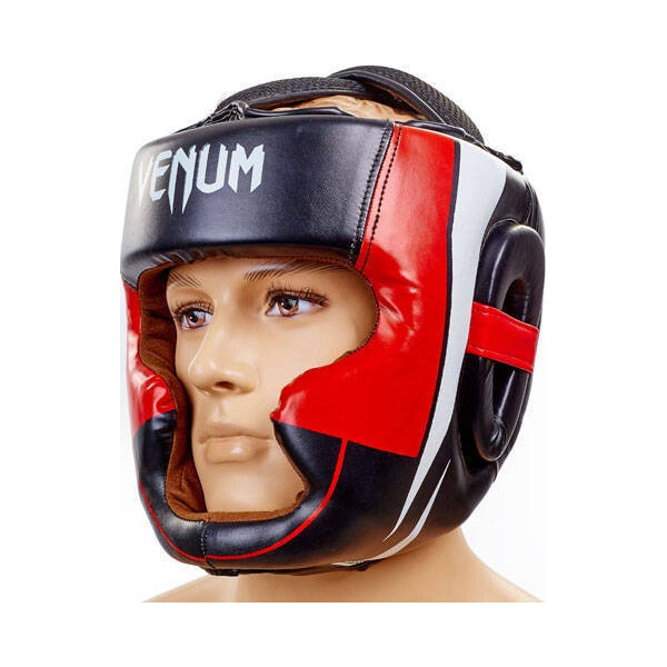 

Боксерский шлем с полной защитой FLEX VENUM BO-5339-BKW черный-красный Размер XL