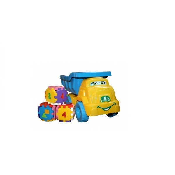 

Машинка Смайлик + конструктор Doloni Toys Голубой-желтый (bc-fl-1145)
