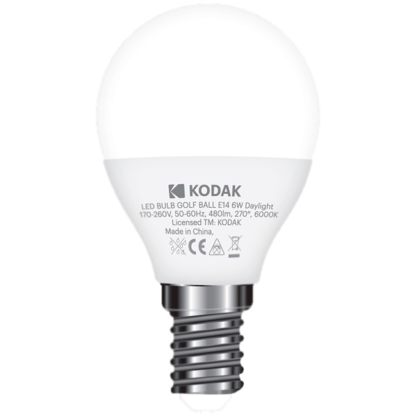 

Лампа светодиодная KODAK G45 E14 6W 220V 6000K (30415799/B)