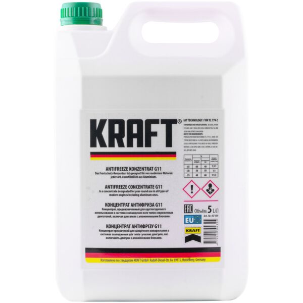 

Антифриз Antifreeze Concentrate KRAFT G11 Green, 5 л