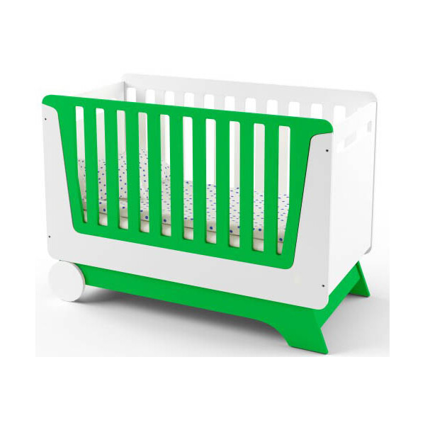 Акция на Детская кроватка IndigoWood NOVA KIT со съемной спинкой, колесами и ящиком Зеленый/Белый (34332) от Allo UA
