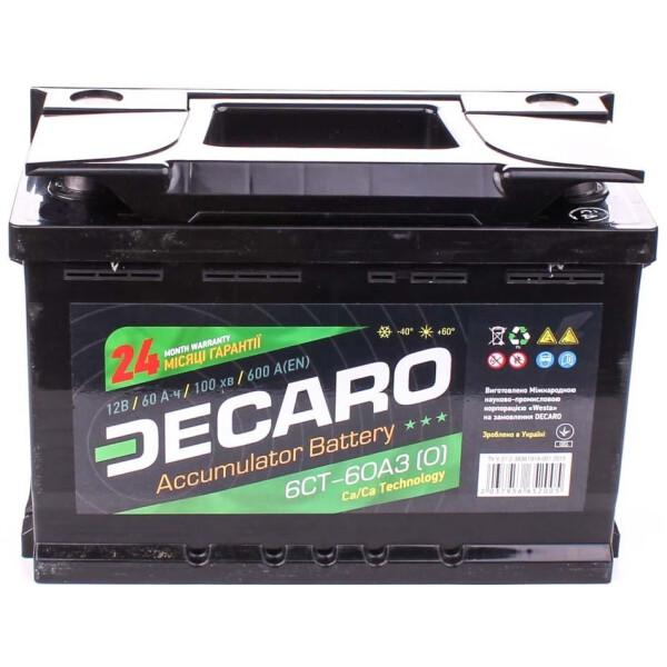 

Автомобильный аккумулятор DECARO PROFI 60Ah-12v R, EN600