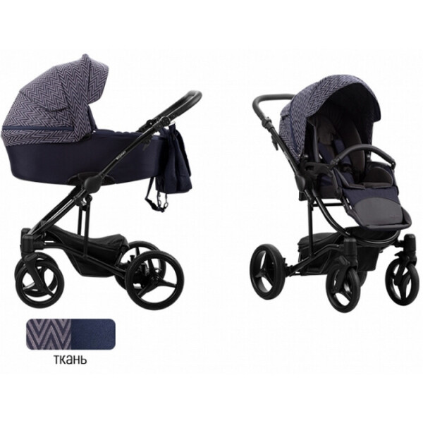 

Детская коляска универсальная 2 в 1 Bebetto TORINO TEX (111) Зигзаг (черная рама) (503.26.20.111)