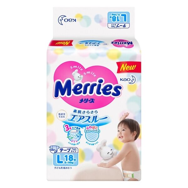 

Подгузники Merries для детей L 9-14 кг 18 шт (4901301509086)