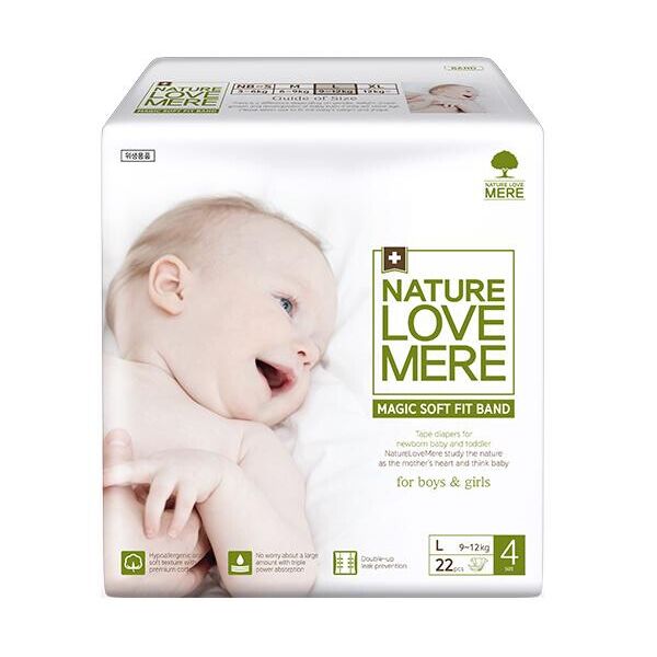 

Подгузники детские Nature Love Mere, серия MAGIC SOFT FIT, размер L (4), (9-12 кг), 22 шт (8809402093670)