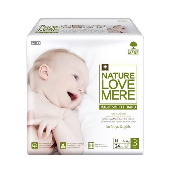 

Подгузники детские Nature Love Mere, серия MAGIC SOFT FIT, размер M (3), (6-9 кг), 24 шт (8809402093663)