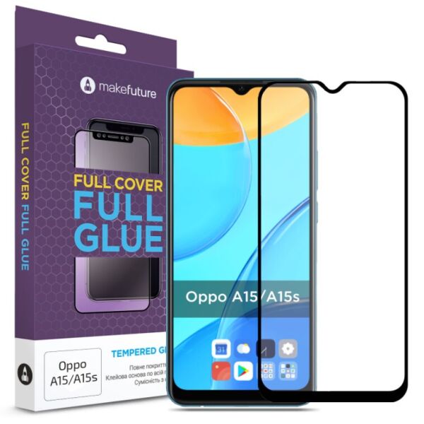 

Защитное стекло MakeFuture Full Cover Full Glue Black для OPPO A15/A15s