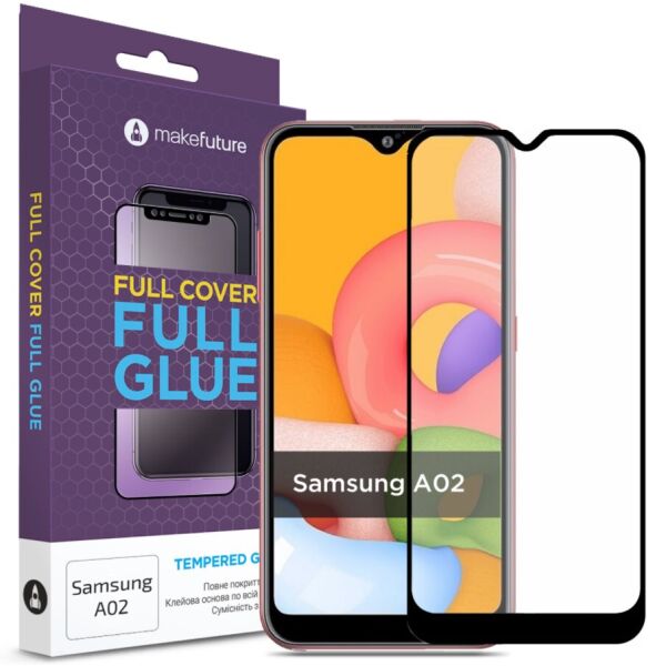 

Защитное стекло MakeFuture Full Cover Full Glue Black для Samsung A02 (A022)