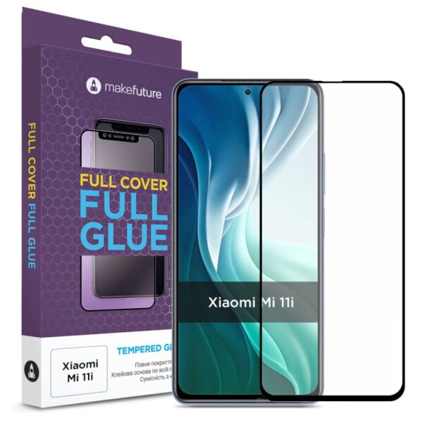 

Защитное стекло MakeFuture Full Cover Full Glue Black для Xiaomi Mi 11i
