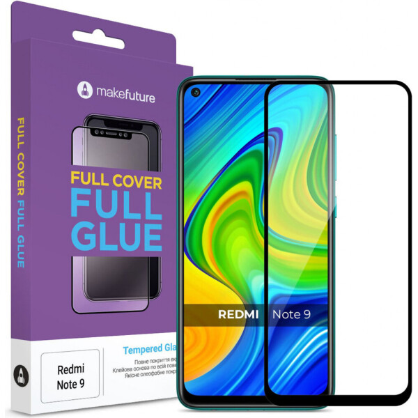 

Защитное стекло MakeFuture Full Cover Full Glue Black для Xiaomi Redmi Note 9