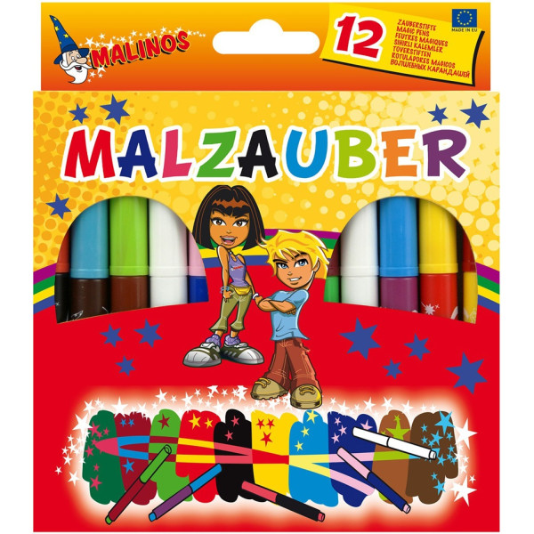 

Фломастеры Malinos волшебные меняющие цвет Malzauber 12 (10+2) шт