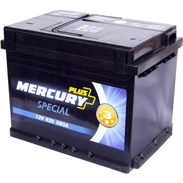 

Автомобильный аккумулятор MERCURY SPECIAL Plus 62Ah Ев (-/+) (580EN) (47298)