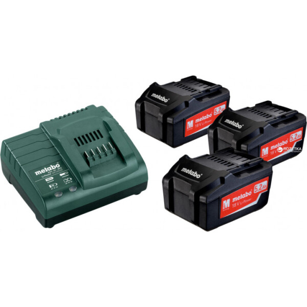 

Комплект аккумуляторных батарей Metabo 3*5.2 Ач 18 В + Зарядное устройство ASC 30-36 В(685048000)