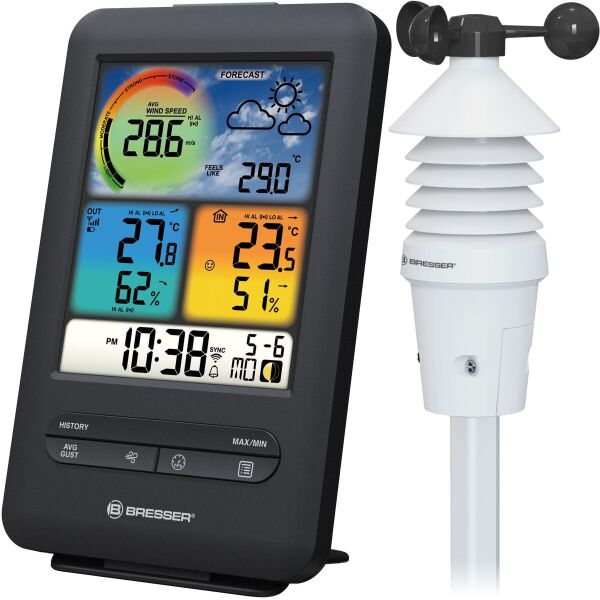 

Метеостанция Bresser Wi-Fi Colour 3-in-1 Wind Sensor Black (7002535)