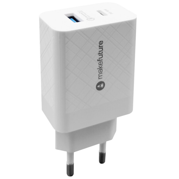 

Зарядное устройство MakeFuture 18W PD+QC Type-C+USB White