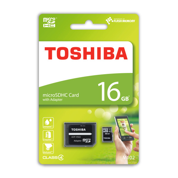 

Toshiba M102 microSDHC 16Gb сlass 4 +SD адаптер (THN-M102K0160M2)