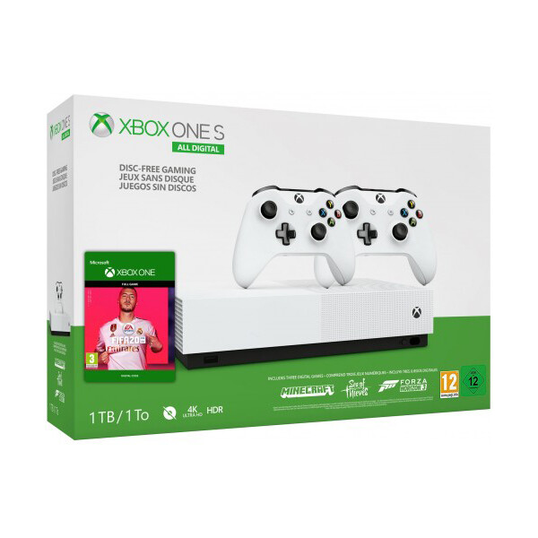 

Microsoft Xbox One S 1Tb White All-Digital Edition + Minecraft + Sea of Thieves + Forza Horizon 3 + Fifa 20 + доп. Wireless Controller with Bluetooth (White)