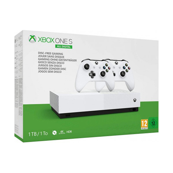

Microsoft Xbox One S 1Tb White All-Digital Edition + Wireless Controller with Bluetooth (White)