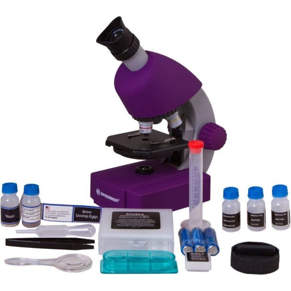 

Микроскоп Bresser Junior 40x-640x Purple с набором для опытов и адаптером для смартфона (8851300GSF000)