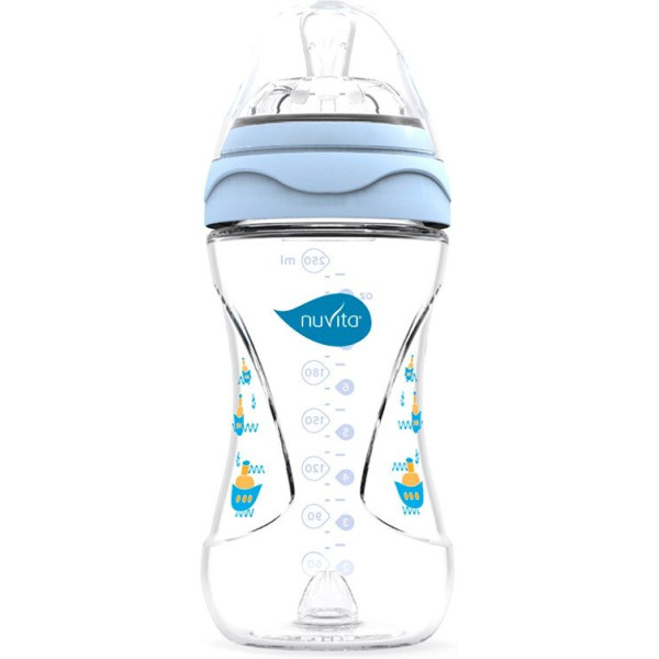 

Бутылочка для кормления Nuvita Mimic 250мл. 3м+ Антиколиковая, голубая (NV6030Blue)