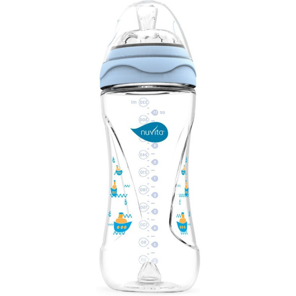 

Бутылочка для кормления Nuvita Mimic 330мл. 4м+ Антиколиковая, голубая (NV6050Blue)