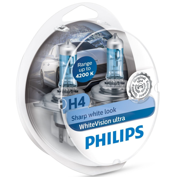 

Автолампа Philips H4 White +60%, 4200K, 2шт. (12342WVUSM)