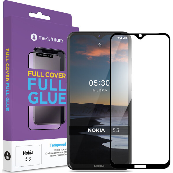 

Защитное стекло MakeFuture Full Cover Full Glue Black для Nokia 2.3