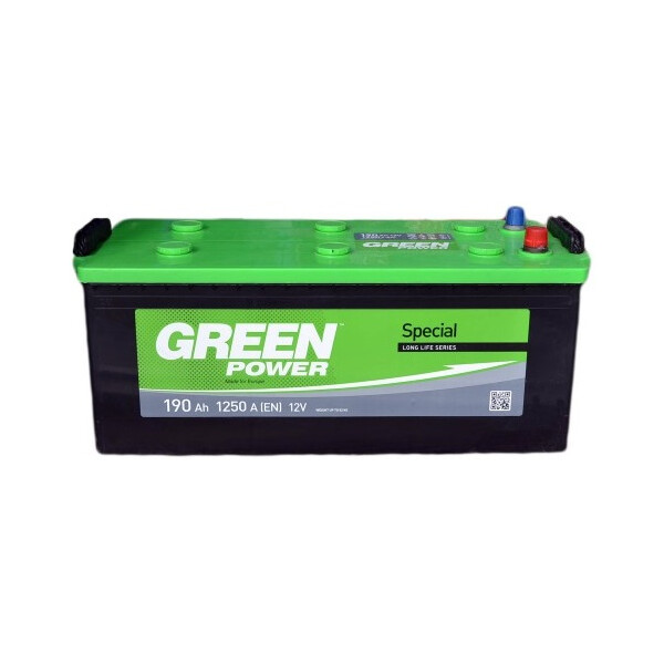 

Автомобильный аккумулятор GREEN POWER 190А боковая(+/-) (1250EN) (д513*ш223*в195)
