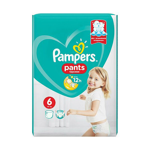 

Подгузники-трусики Pampers Pants размер 6 (15+ кг), 50 шт (8001090995094)