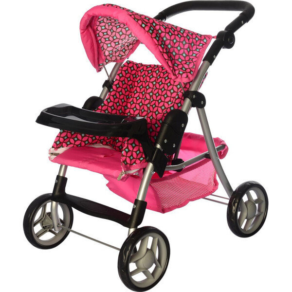 

Коляска для кукол Melogo 9337 ET/005 Черно-розовый орнамент