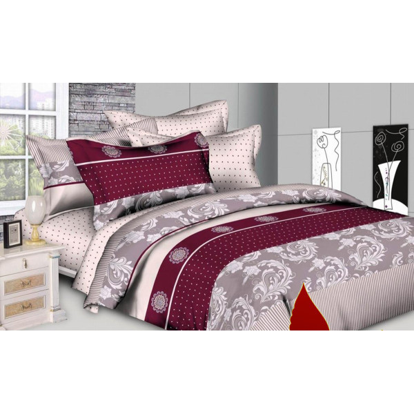 

Комплект постельного белья ТМ TAG 150x220 Бордово-серый R1166