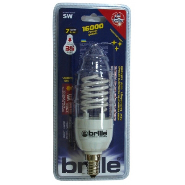 

Лампа энергосберегающая Brille SW 7W/827 E14 COLD CATHODE blister(126918)