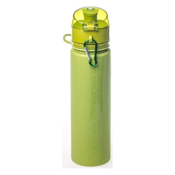 

Бутылка силиконовая Tramp 700ml olive. Фляга туристическая. Складная силиконовая бутылка с карабином
