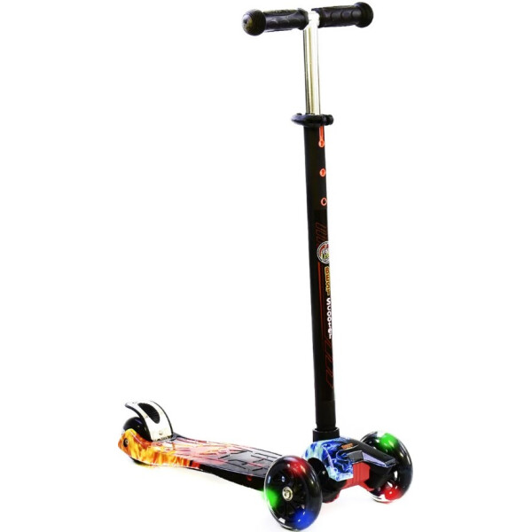 

Самокат MAXI Best Scooter, 3 колеса, свет, 60 кг, огненный, с шлемом и защитой 3-12 лет (6544567)