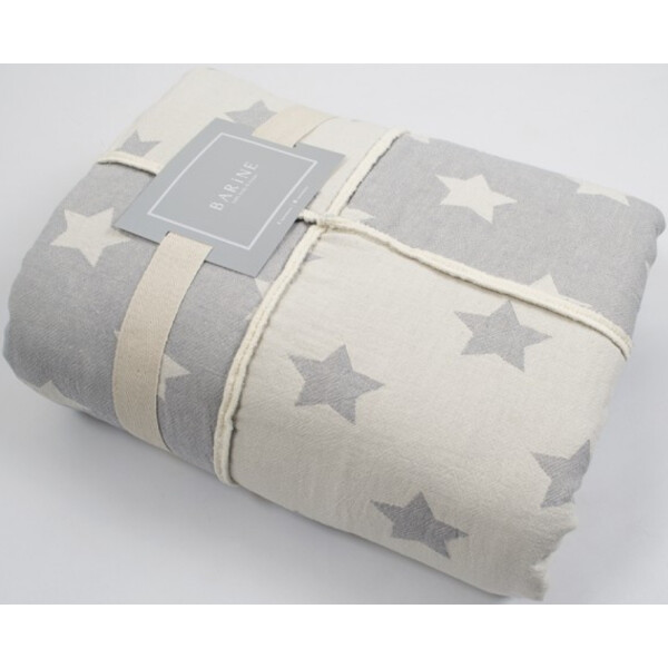 

Плед микроплюш Barine - Star Patchwork throw grey серый 130*170