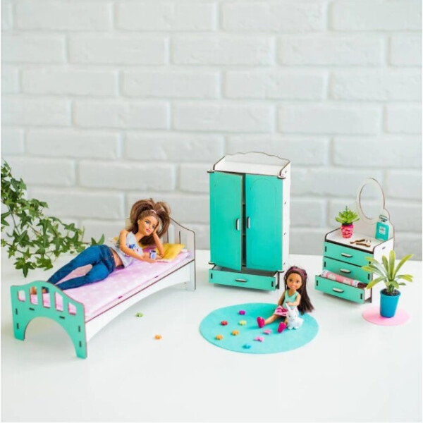 

Мебель для кукольного домика Barbie NestWood Спальня мятная (kmb005m)