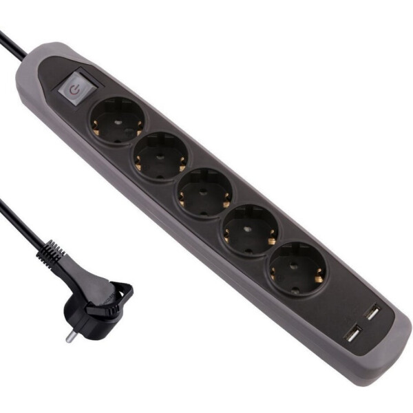 

Удлинитель с плоской вилкой и 2USB портами, 3х1 мм² (62156)