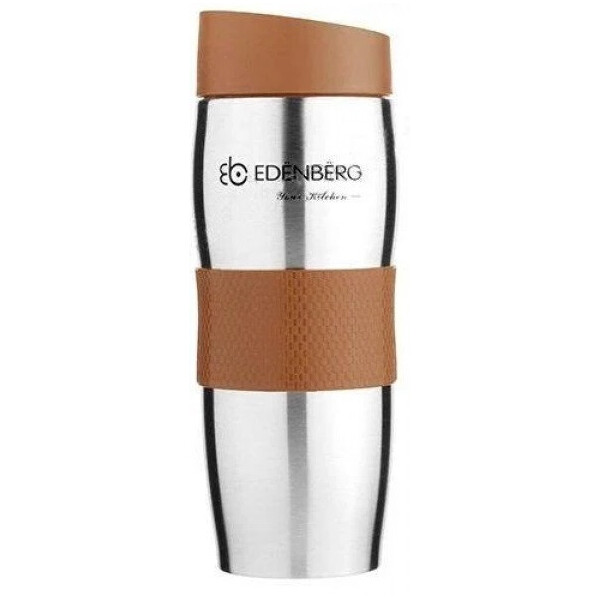 

Термокружка Edenberg EB-621 380 мл Нержавеющая сталь с силиконовым нескользящим держателем Коричневая